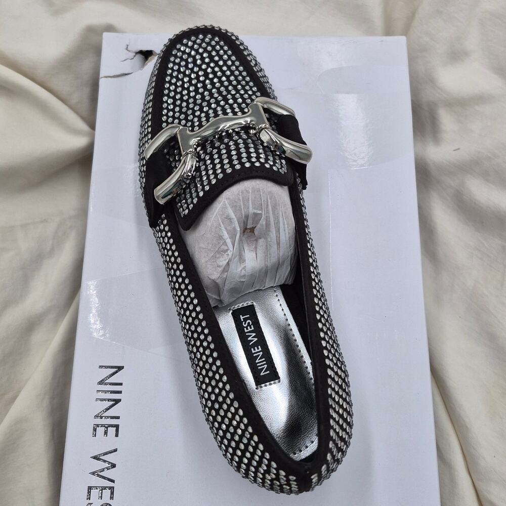 NEW Nine West Lilma Loafers Crystal embellishments and horsebit Black size 7 - Picture 6 of 7